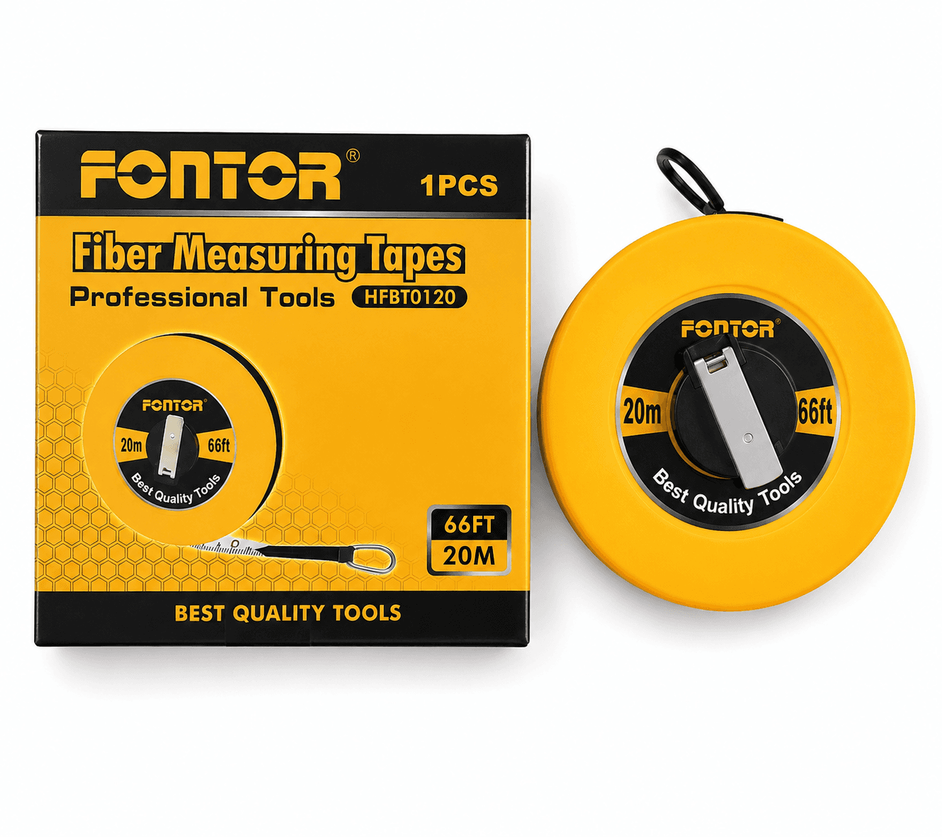 Fontor Fiber Measuring Tape 20M HFBT0120 – Durable Long Distance Survey & Construction Measuring Tape