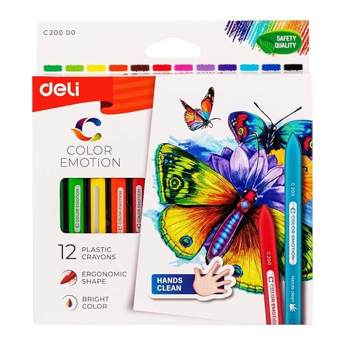 Deli Deli EC20000 Plastic Crayons Triangular Shape 12 Shades Multicolor | Easy Grip Non-Toxic Coloring Crayons for Kids… — thumbnail 5 of 5