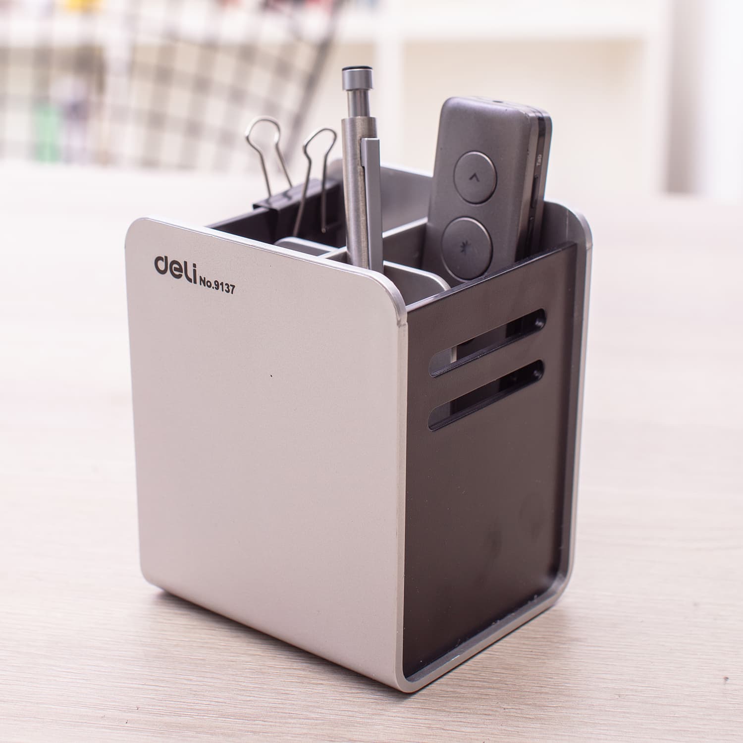 Deli E9137 Divided Pen Holder – Multi-Compartment Desk Organizer for Office, School & Home stationary, toys & sports — thumbnail 3 of 5