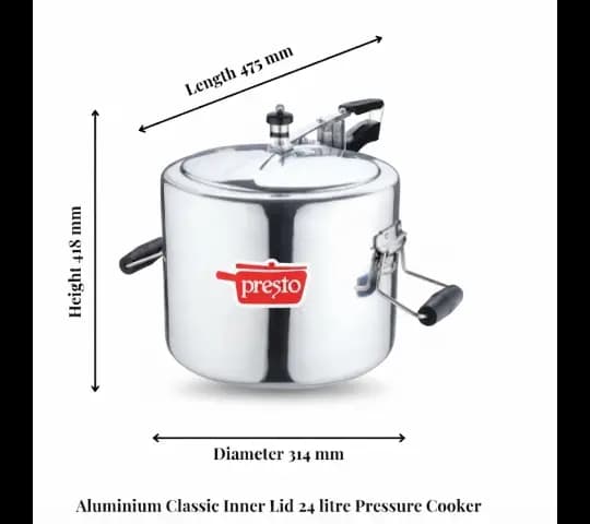 Presto Presto Pressure Cooker Aluminium Classic Inner Lid 24 Litre | Heavy Duty Pressure Cooker home & kitchen — thumbnail 2 of 2