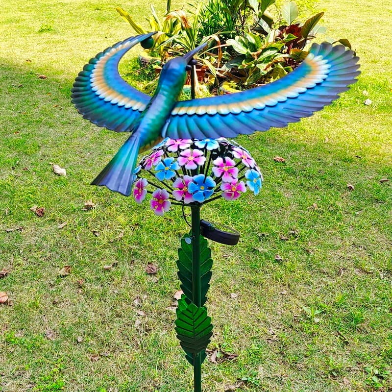 Senwell Senwell Metal Hummingbird Flower Garden Balancer with LED Solar Light Outdoor Garden Decor #071 home decor — thumbnail 2 of 2