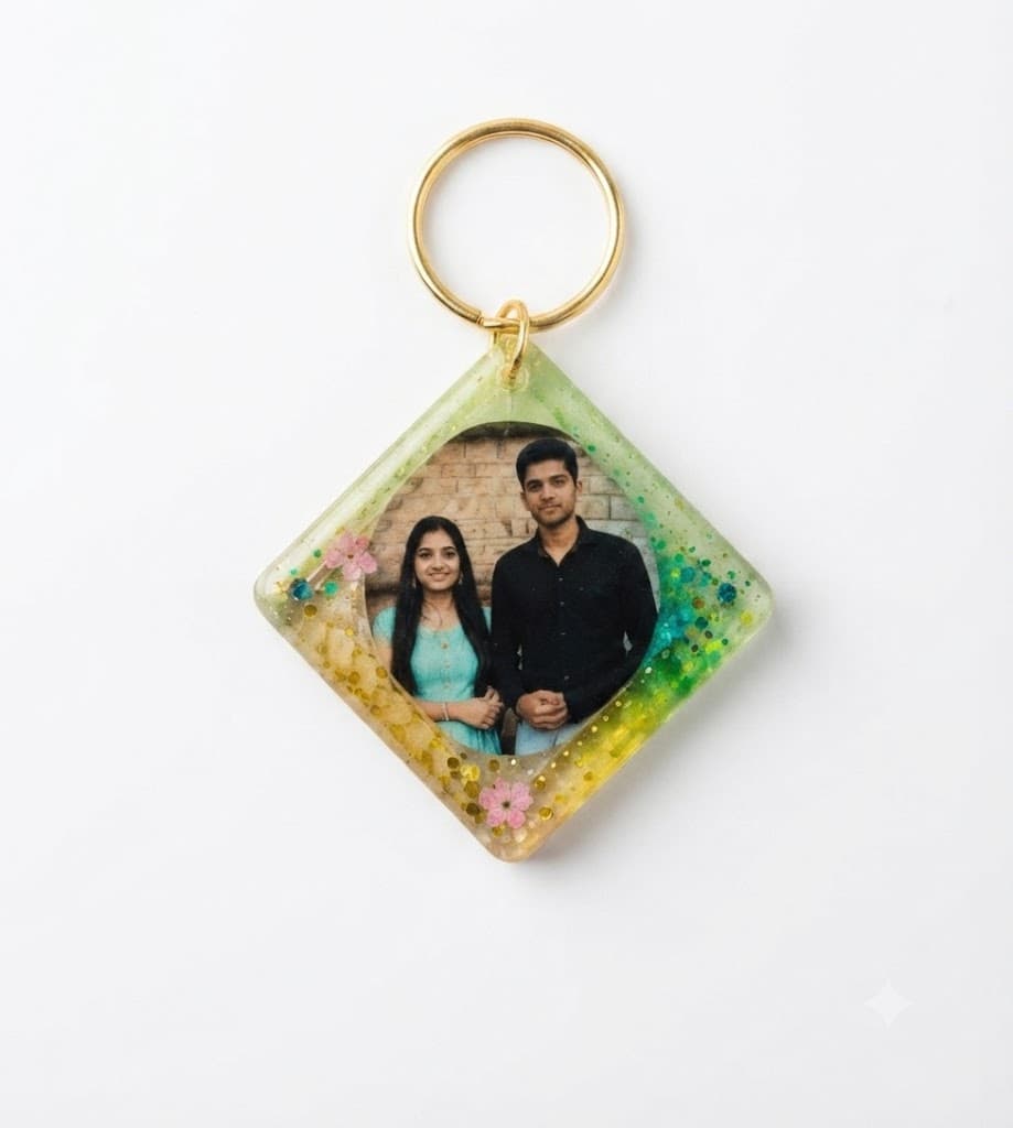 Custom Resin Photo Keychain – Personalized Picture Keepsake Key Ring
