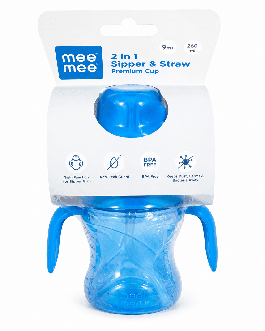 Mee Mee 2-in-1 Sipper & Straw Premium Cup 260ml – BPA-Free Baby Feeding Cup, 9M+