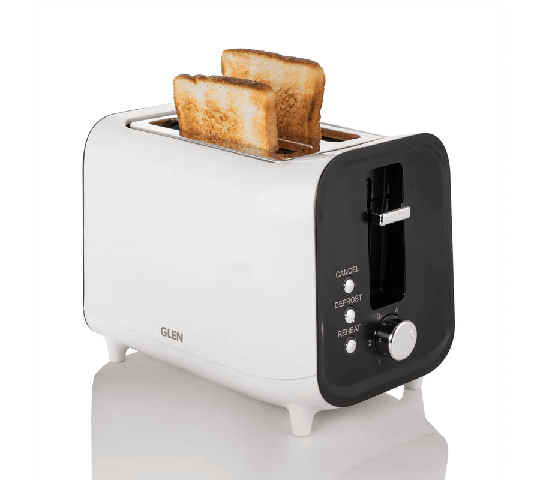 GLEN Electric Auto Pop-Up 2 Slice Toaster 750W with 6-Level Browning Control & Removable Crumb Tray – White SA3014