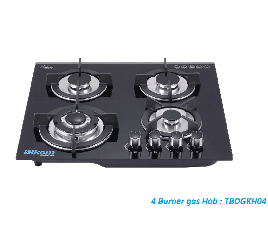 Dikom Tempered Glass 4 Burner Gas Hob Auto Ignition TBGDKH04 – Premium Built-In Cooktop