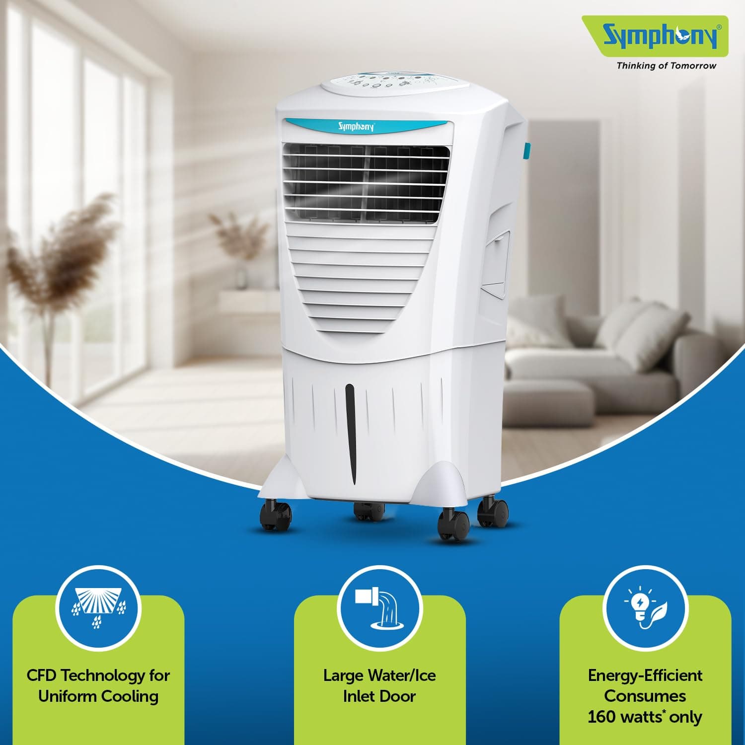 Symphony Symphony Hicool i 31L Air Cooler with i-Pure Technology | Powerful Personal Cooler for Home & Office electronics — thumbnail 3 of 7