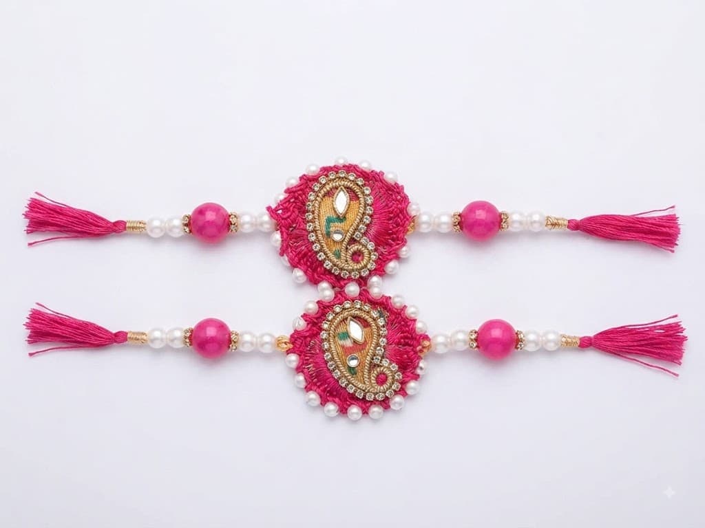 No Brand Paisley Patterned Beaded Rakhi – Elegant Traditional Rakhi for Brother daily essentials & lifestyle — thumbnail 2 of 2
