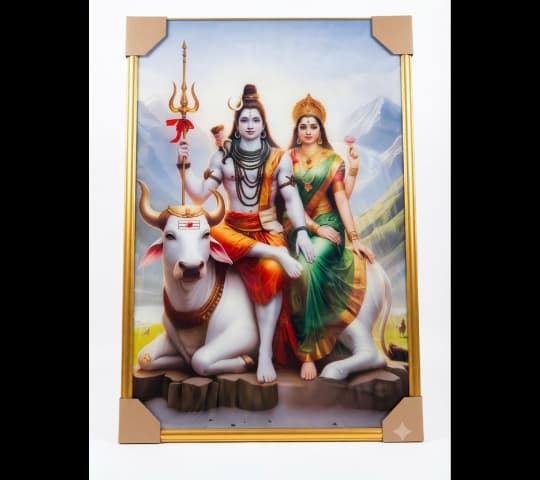 Lord Shiva & Goddess Parvati Nandi Framed Wall Art