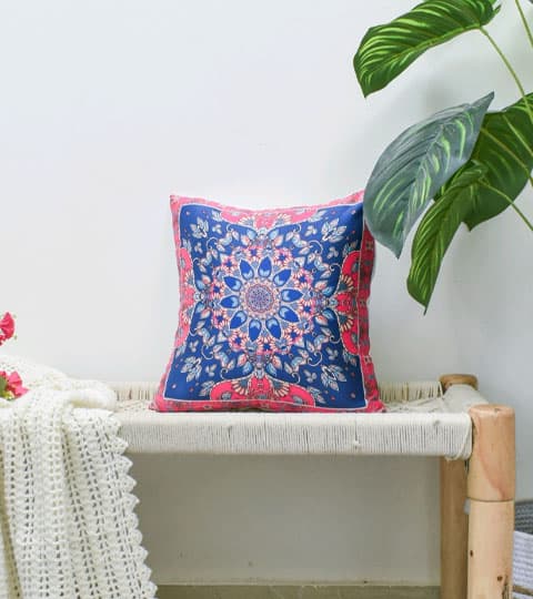 Satin Cushion Covers HD Mandala Floral Pattern Print – Decorative Sofa Pillow Covers Set of 5