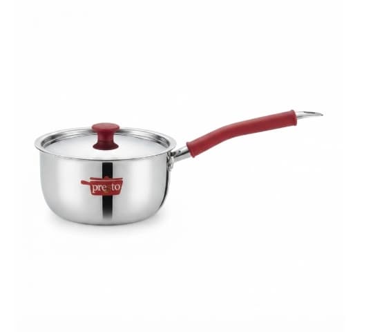 Presto Stainless Steel Triply Saucepan 20cm | Induction & Gas Compatible Cookware