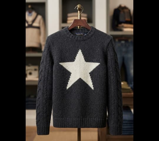 Hippie Star Warm Sweater for Men – Black, One Size (XL)