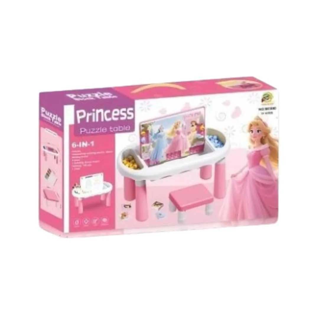 6-in-1 Princess Puzzle & Drawing Board Table with Chair – Creative Art Station for Toddlers
