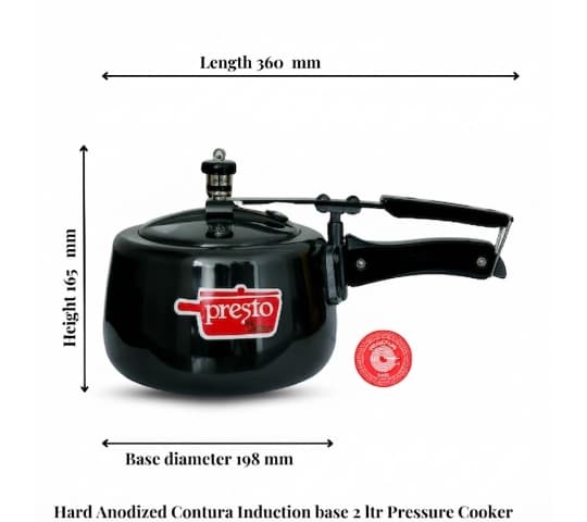 Presto Presto Hard Anodized Contura Induction Base Pressure Cooker 2 Litre | Inner Lid Cooker home & kitchen — thumbnail 2 of 2