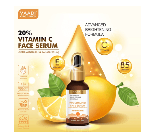 Vaadi Organics Vaadi Organics - 20% Vitamin C Face Serum With Advanced Brightening Formula (30 ml) - VH0696 daily… — thumbnail 2 of 2