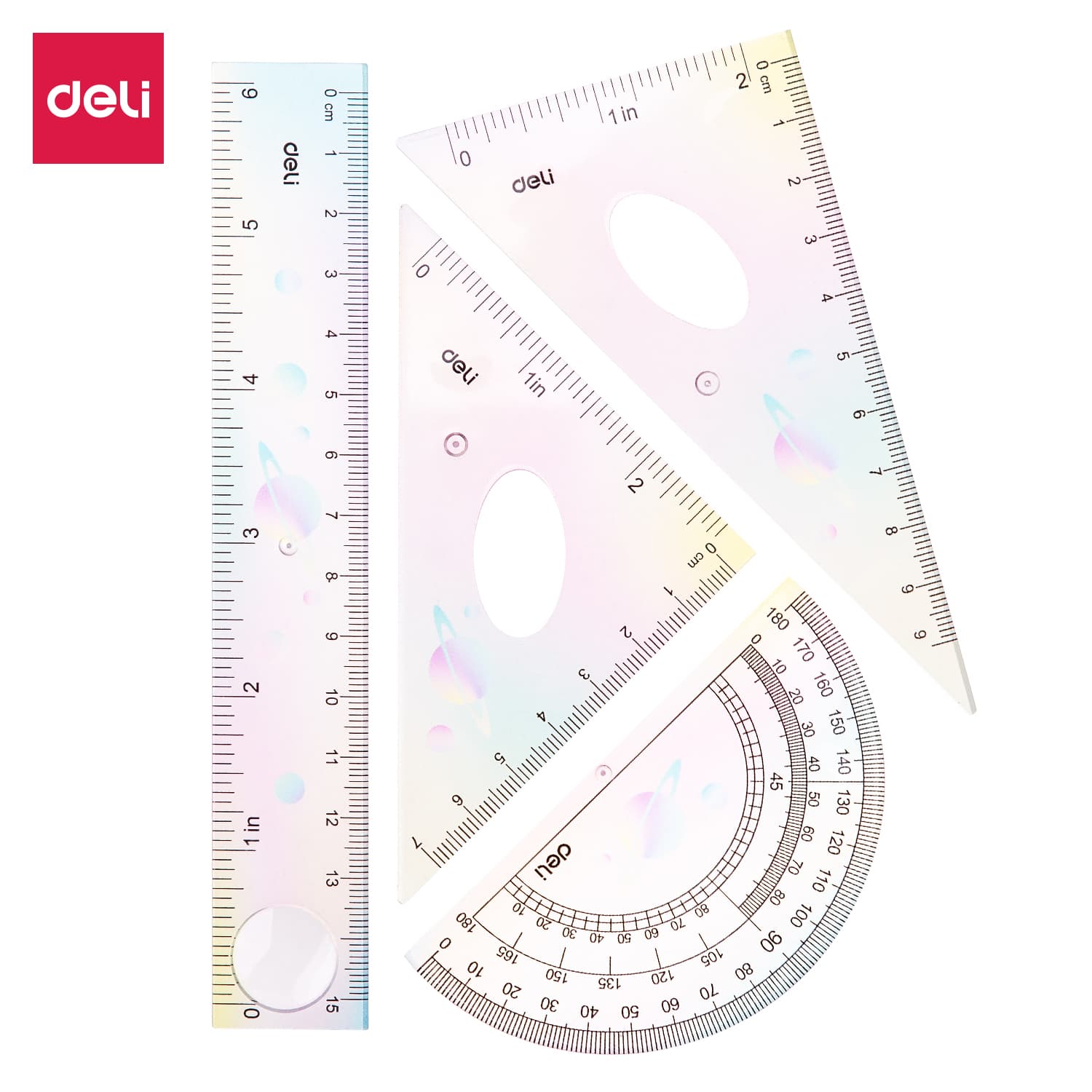 Deli Deli EH652 Ruler Set – 4 Piece Geometry Ruler Set with 15cm Ruler stationary, toys & sports — thumbnail 4 of 5
