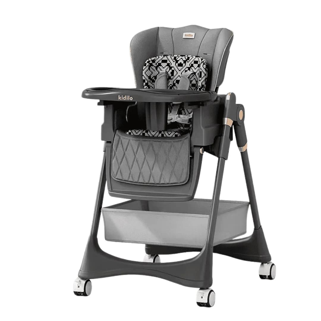 Kidilo Luxury Adjustable High Chair – Fully Reclining & Foldable Baby Feeding Chair