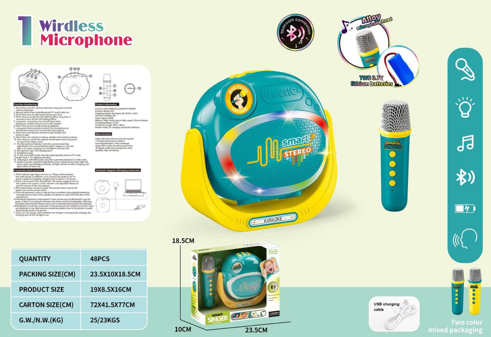 HappyHours Wireless Mike – Bluetooth Karaoke Microphone for Kids & Adults