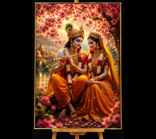 Spring Blossom Romance Radha and Krishna – Divine Love Wall Art