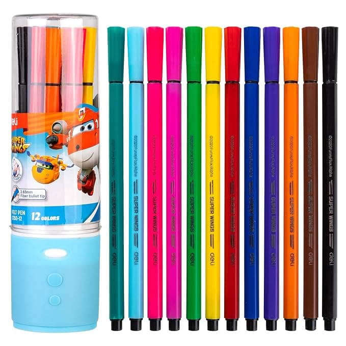 Deli Deli EC150-12 Colour Felt Tip Pens – 12 Bright Washable Colour Markers for Kids, School, Drawing & Art stationary,… — thumbnail 6 of 7