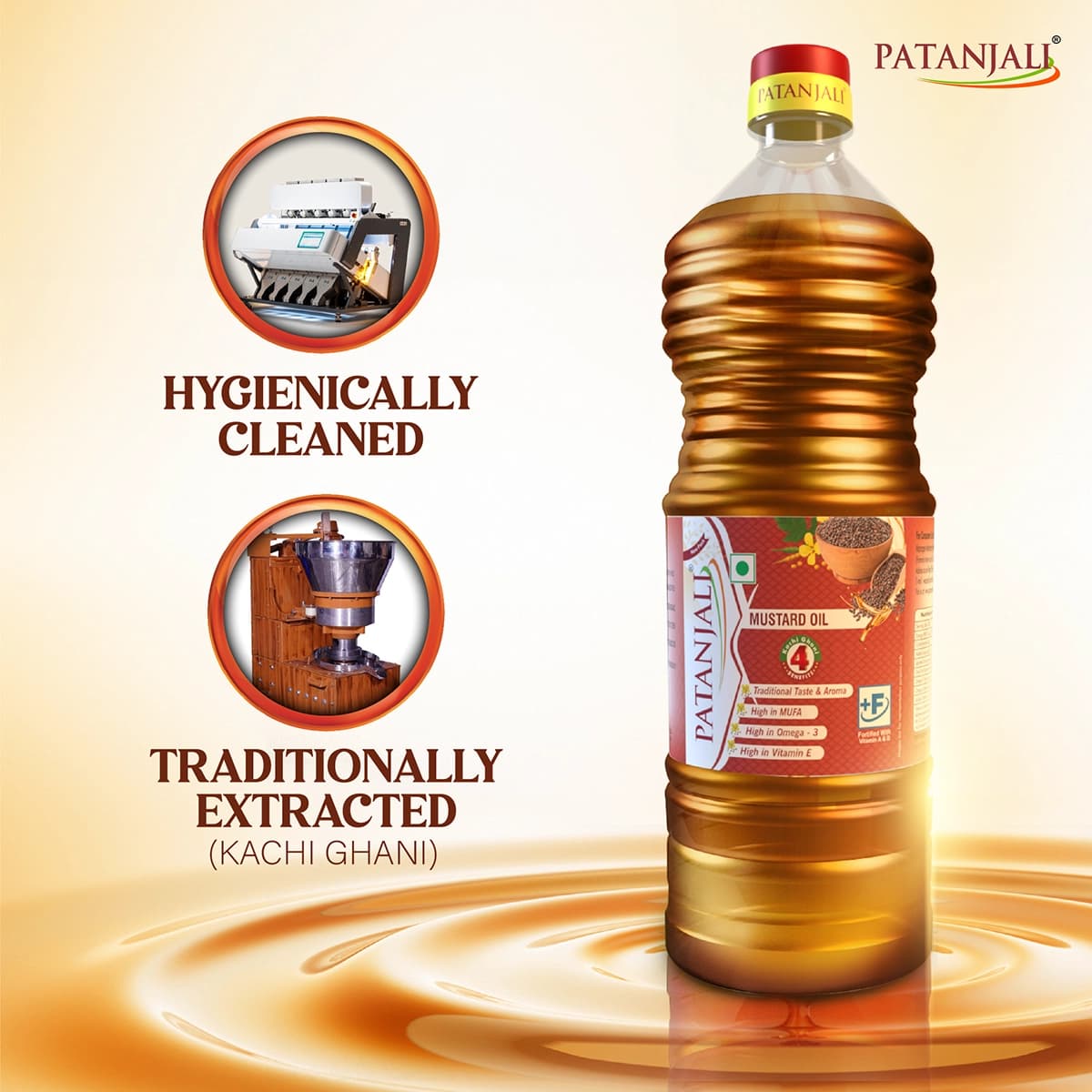 Patanjali Patanjali Mustard Oil 1L | Pure Kachi Ghani Sarson Oil for Healthy Cooking daily essentials & lifestyle — thumbnail 4 of 7