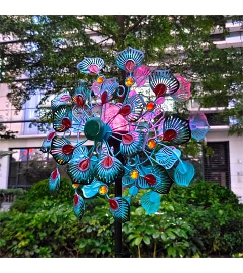 Senwell Senwell 4-Piece Kinetic Peacock Garden Spinner with LED Solar Light #63 home decor — thumbnail 2 of 3