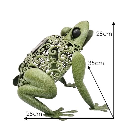 Senwell Metal Frog with LED Solar Light Outdoor Garden Decor Statue – Metal Animal Garden Ornament W-G220145