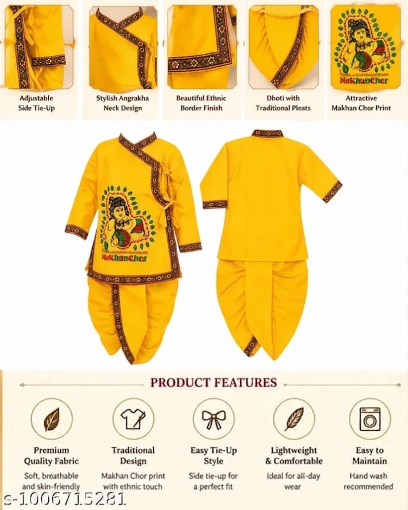 No Brand Krishna Baby Dress for Janmashtami | Bal Gopal Costume with Dhoti Size "22 to 24" daily essentials & lifestyle — thumbnail 2 of 2
