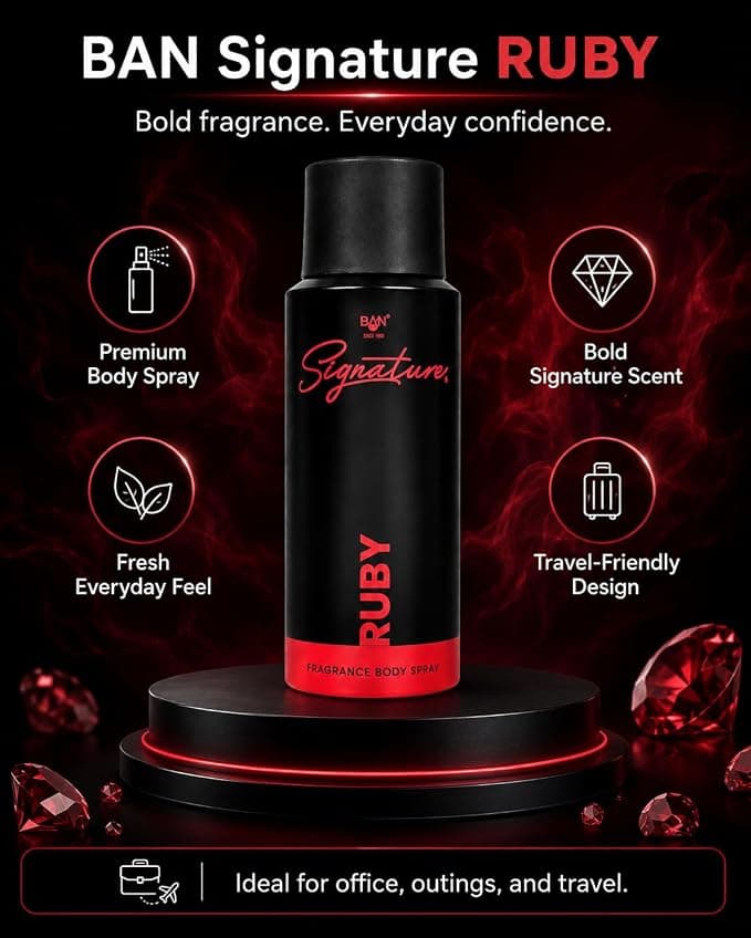 Signature SIGNATURE RUBY Deodorant Spray for Women 150ML | Long Lasting Floral Fruity Fragrance Body Spray | Premium Luxury… — thumbnail 8 of 9