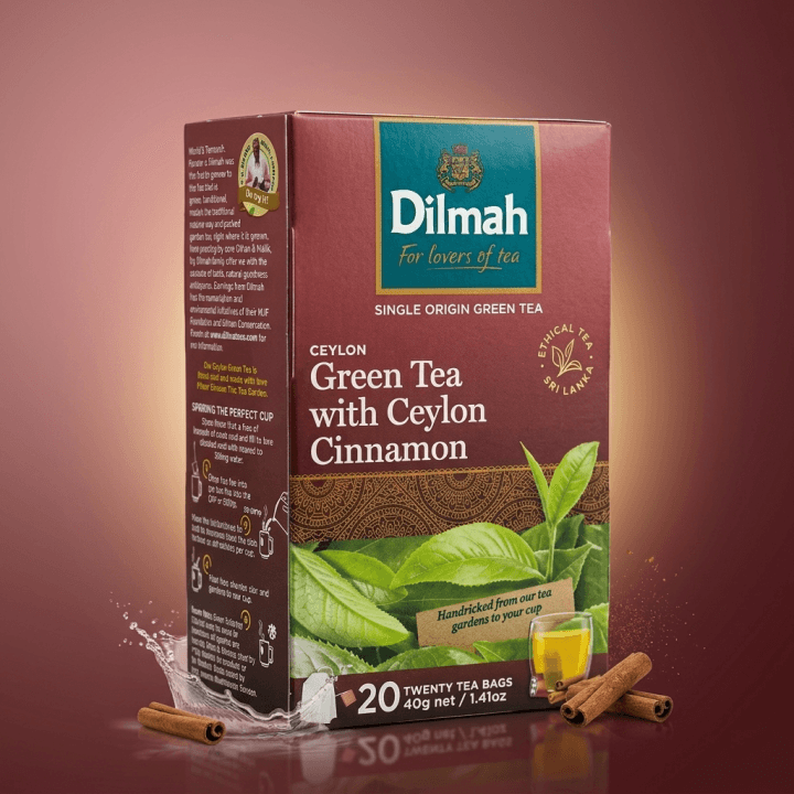 Dilmah Green Tea with Cinnamon  Tea – 20 Tea Bags | Premium Ceylon Green Tea