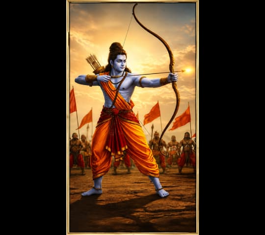 Lord Rama: The Divine Archer – Hindu Devotional Wall Art