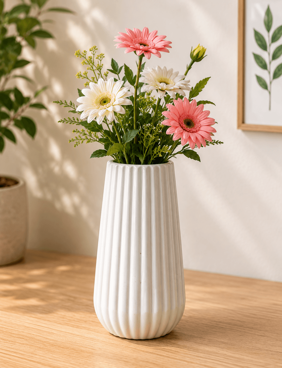 Cylindrical Omega Flower Vase (White) for Home / Office daily essentials & lifestyle — thumbnail 2 of 2