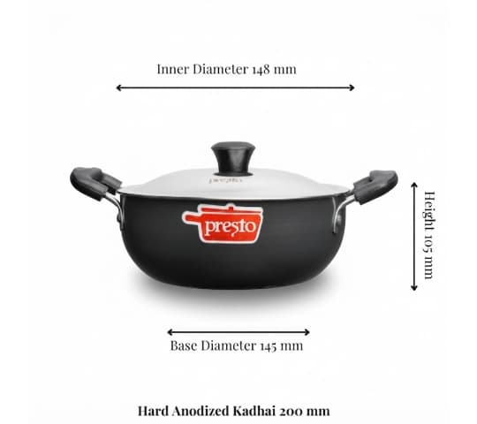 Presto Presto Hard Anodized Cookware Karha 200mm – Durable Kadai for Everyday Cooking home & kitchen — thumbnail 2 of 2