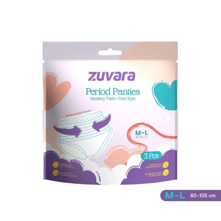 Zuvara Zuvara Disposable Sanitary Period Panties M-L (3 Pcs) Leak Protection Underwear pharmacy, fitness & surgical — thumbnail 2 of 5