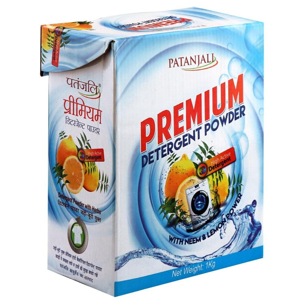 PATANJALI Premium Detergent Powder 1 KG – Herbal Laundry Washing Powder with Lemon & Neem