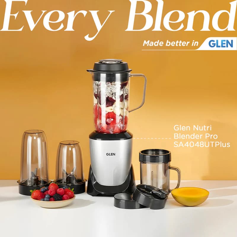 GLEN GLEN Nutri Blender Pro Mixer Grinder 900W with 4 Unbreakable Jars & 3 Stainless Steel Blades | Smoothie Maker & Masala… — thumbnail 10 of 10