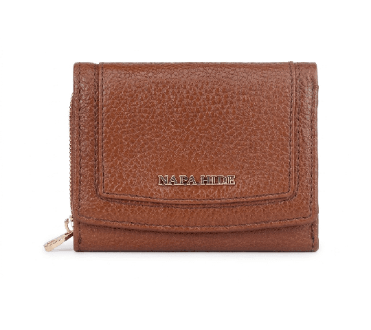 WildHorn Wildhorn Nepal Napa Hide Genuine Leather Tan Women's Wallet with Bifold Design, Zipper Pocket & ID Window (NPLW… — thumbnail 2 of 2