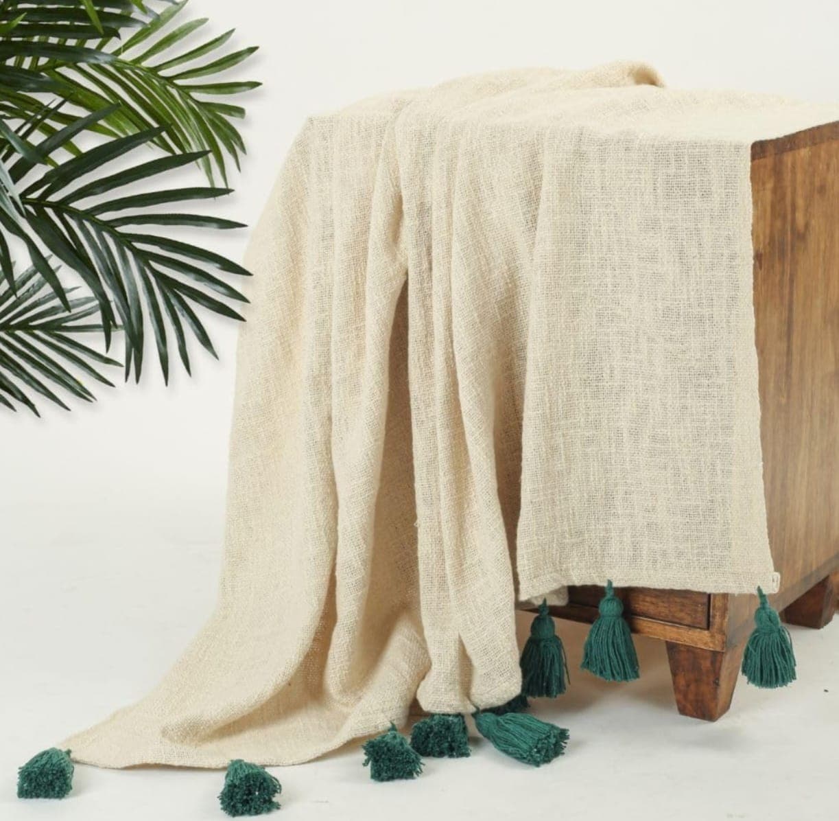 Mirage 100% Cotton Throw Blanket with Multicolor Tassels – Soft Decorative Sofa, Bed & Couch Blanket (GREEN) daily… — thumbnail 3 of 5