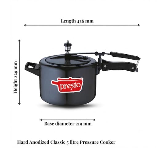 Presto Presto Hard Anodized Classic Pressure Cooker 5 Litre | Gas Compatible home & kitchen — thumbnail 2 of 2