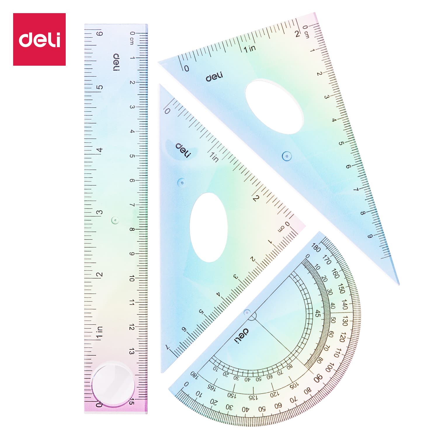 Deli Deli EH652 Ruler Set – 4 Piece Geometry Ruler Set with 15cm Ruler stationary, toys & sports — thumbnail 5 of 5