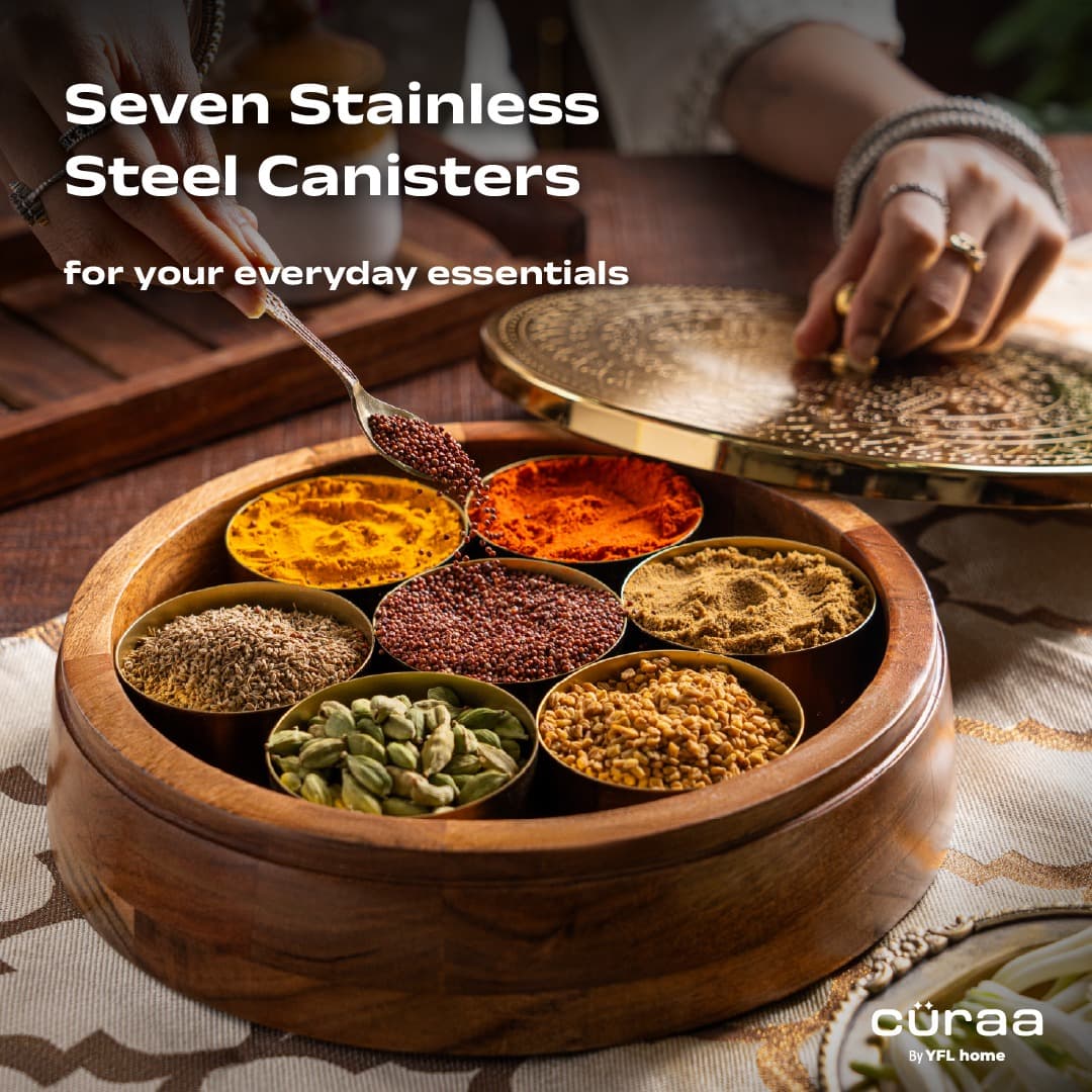 curra Curaa Wooden Spice Box for Kitchen – Premium Masala Dabba with 7 Containers (120ml Each) daily essentials & lifestyle — thumbnail 4 of 8