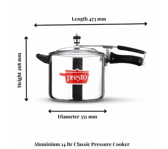 Presto Presto Pressure Cooker Aluminium Classic Inner Lid 14 Litre | Heavy Duty Pressure Cooker for Large Families home &… — thumbnail 2 of 2