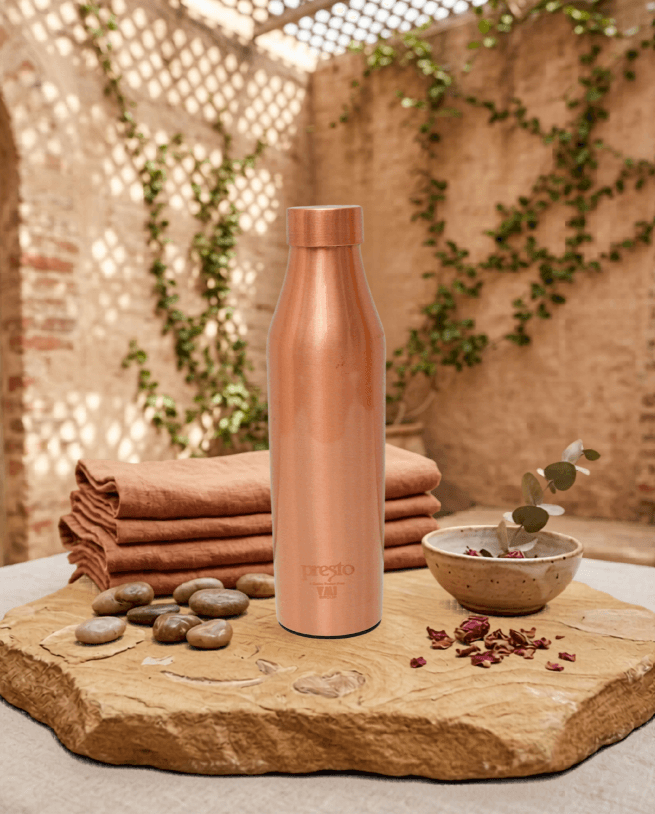 Presto Copper Bottle "Regal" (Classic) – Pure Copper Water Bottle for Healthy Hydration-- Weight 0.240 weight, Height 255mm… — thumbnail 3 of 3