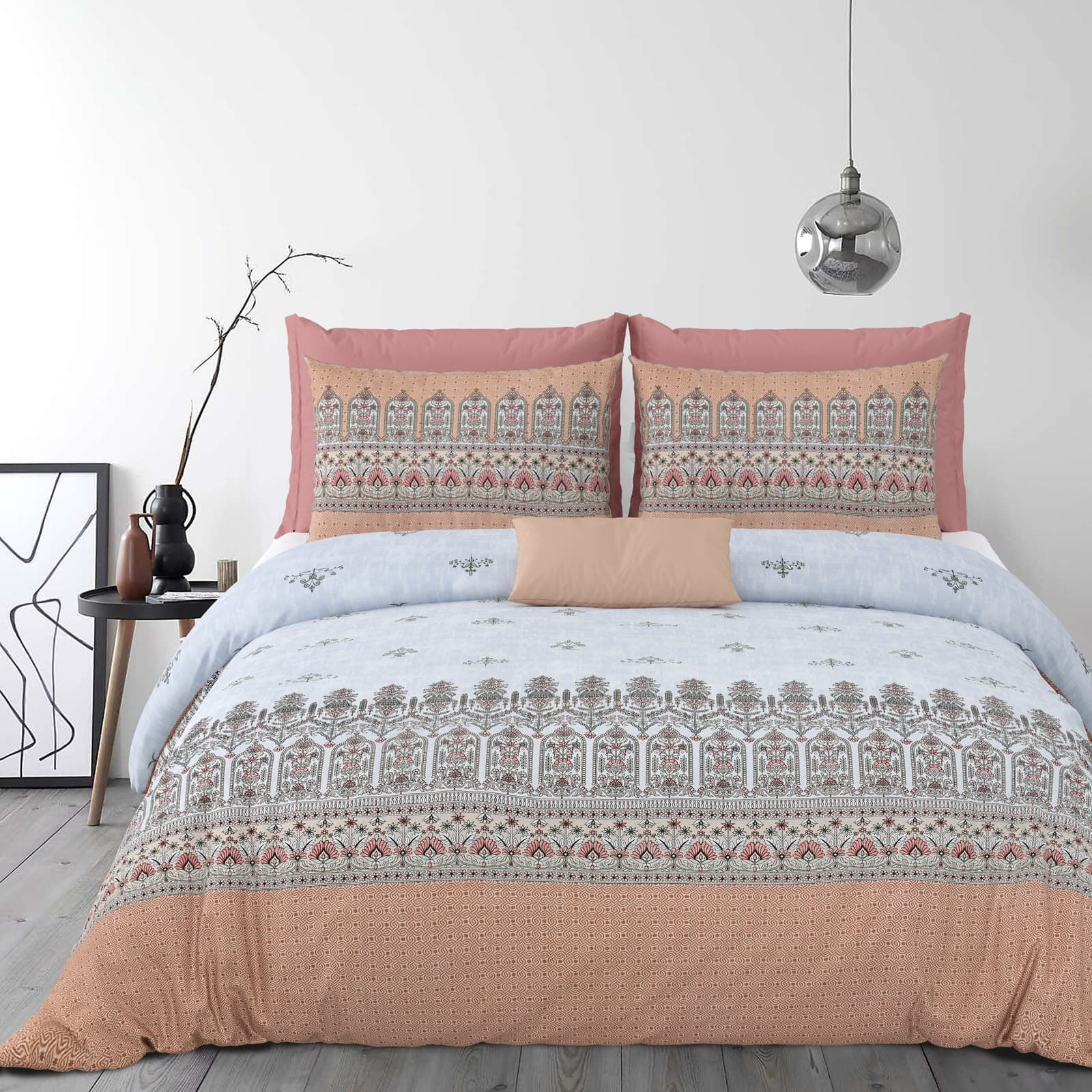 Jaipuri Bedsheet Mughal Architectural and Floral Print – Premium Cotton Double Bed Sheet