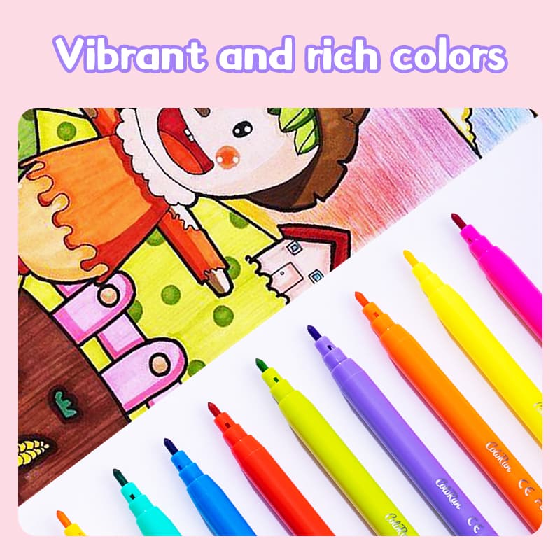 Deli Deli EC10020 Washable Felt Pen Set – 24 Brilliant Colors | Fiber Bullet Tip Coloring Pens stationary, toys & sports — thumbnail 4 of 4