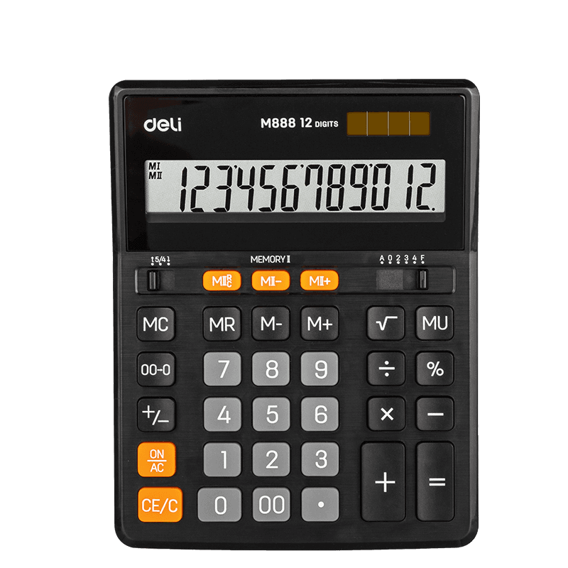 Deli 12-Digit Dual Memory Desktop Calculator EM888 – Large Display Office & Business Calculator