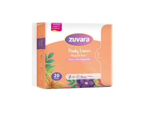Zuvara Panty Liners 155mm Pack of 20 for Daily Freshness & Comfort