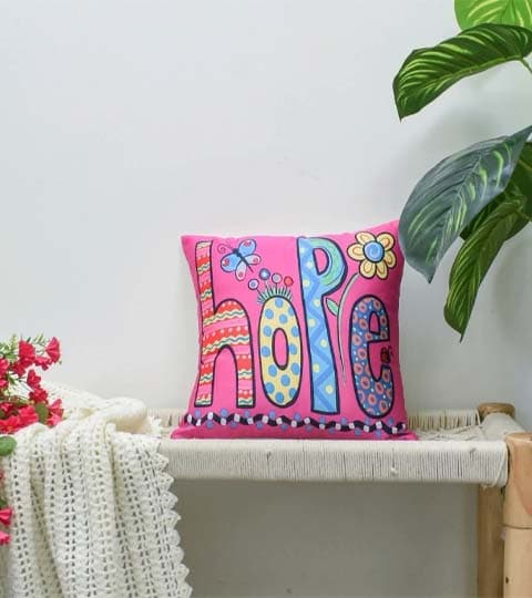 Satin 1 Pc Cushion Cover Typography Pop Art Print Decorative Sofa Pillow Cover