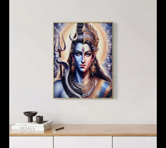 Ardhanarishvara Shiva Parvati Framed Devotional Wall Art