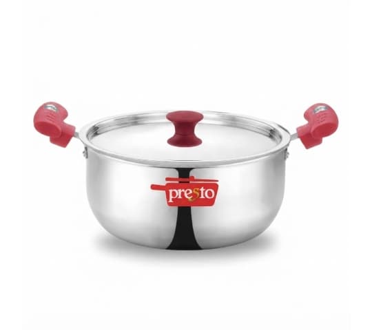Presto Triply SS Cookware Casserole 18cm with Stainless Steel Lid | Induction & Gas Compatible