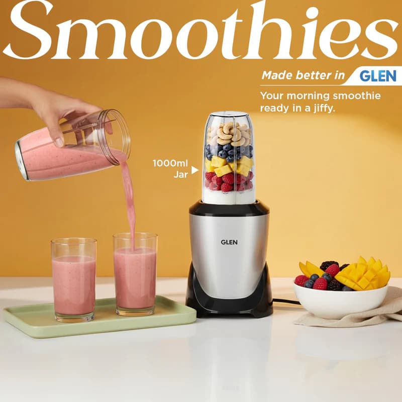 GLEN GLEN Nutri Blender Pro Mixer Grinder 900W with 4 Unbreakable Jars & 3 Stainless Steel Blades | Smoothie Maker & Masala… — thumbnail 7 of 10